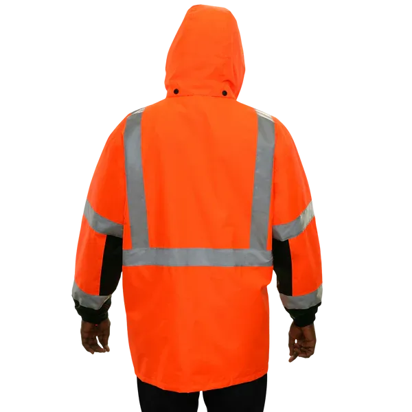 431STOB Safety Jacket: Hi-Vis Parka Coat: Breathable Waterproof Hooded: 2-Tone Orange