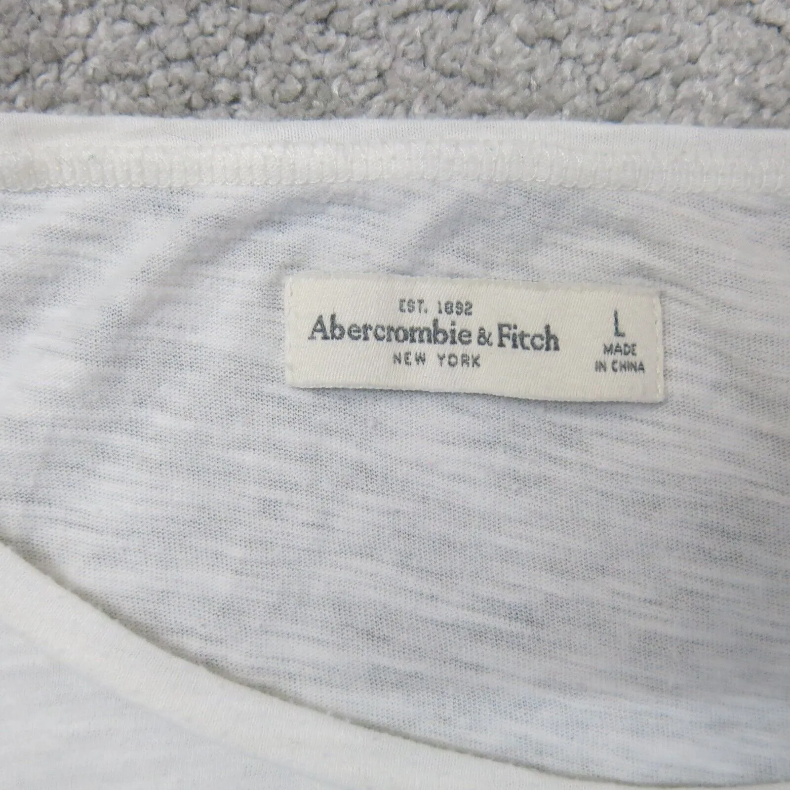 Abercrombie & Fitch Women T Shirt Top Cap Sleeve Round Neck Heather White Size L