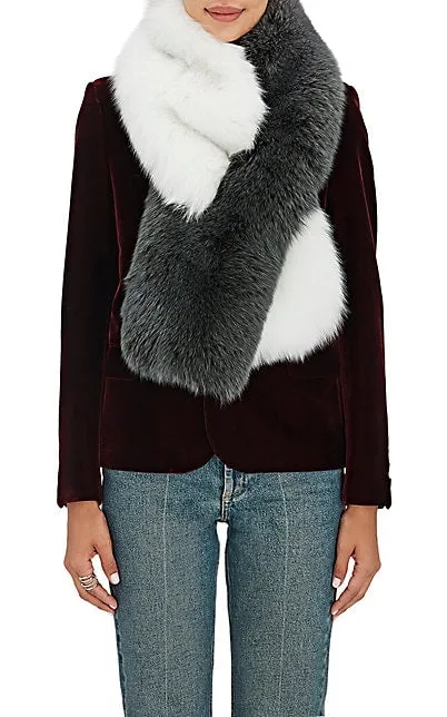 Arabella Silver Fox Fur Scarf Anthracite Multi
