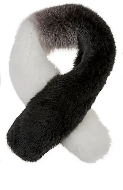 Arabella Silver Fox Fur Scarf Anthracite Multi