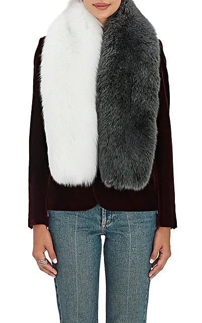 Arabella Silver Fox Fur Scarf Anthracite Multi