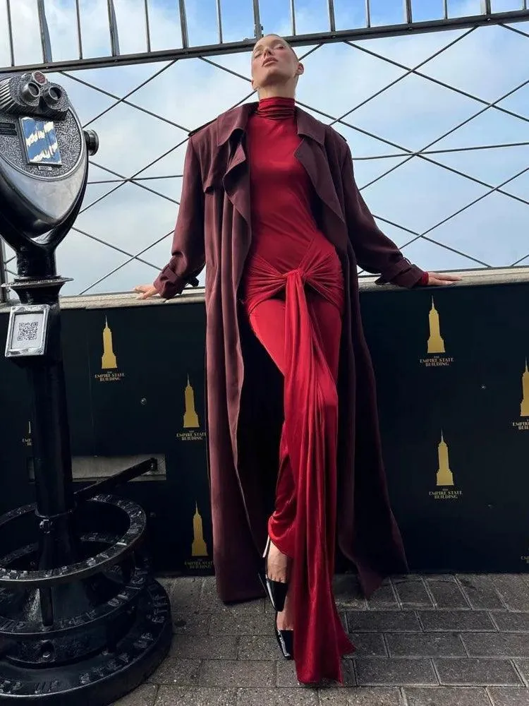 Articat Lace-Up Maxi Dress: Elegant Autumn Party Attire