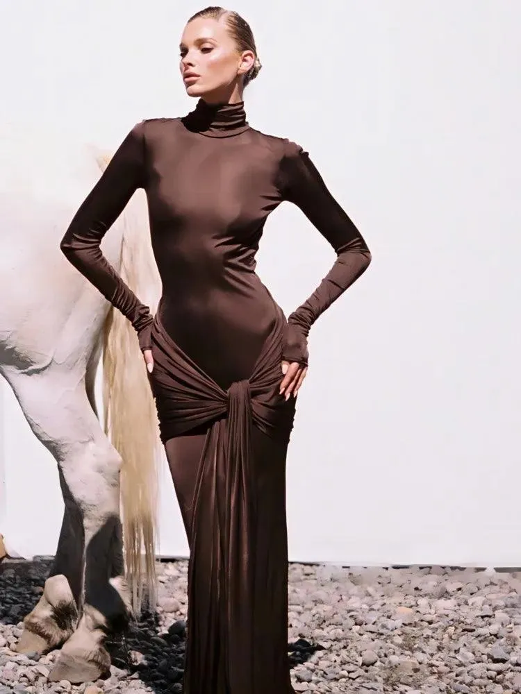 Articat Lace-Up Maxi Dress: Elegant Autumn Party Attire