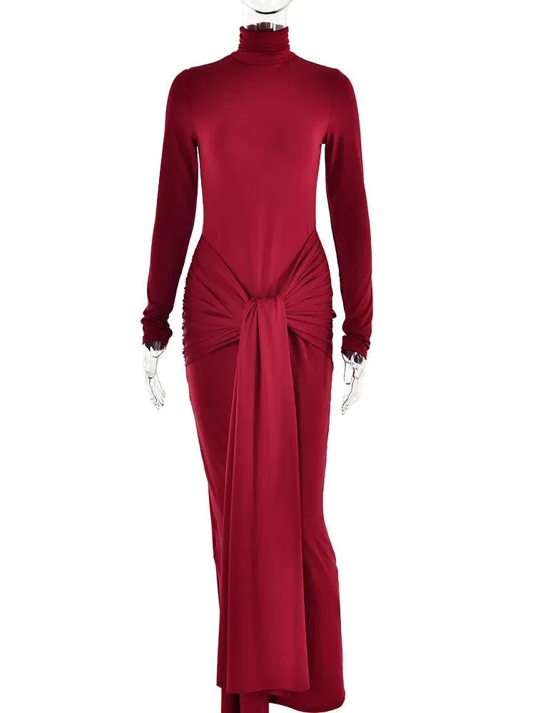 Articat Lace-Up Maxi Dress: Elegant Autumn Party Attire