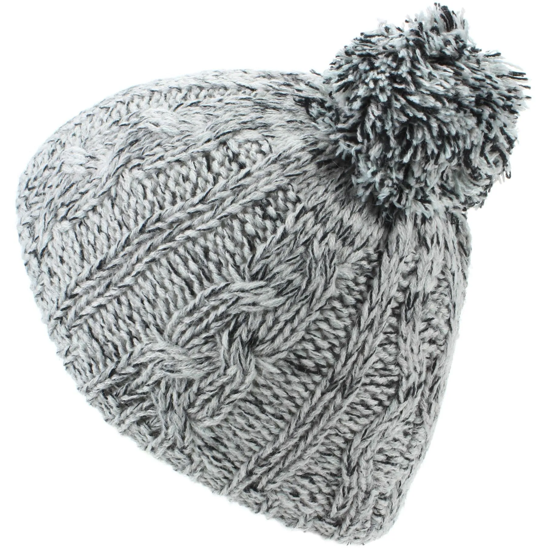 Babies Chunky Knit Bobble Beanie Hat - Grey