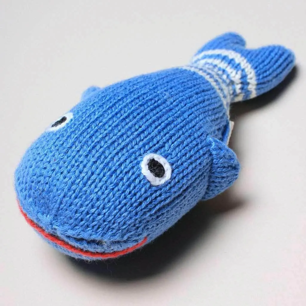 Baby Gift Set - Knit Romper, Hat & Rattle Whale