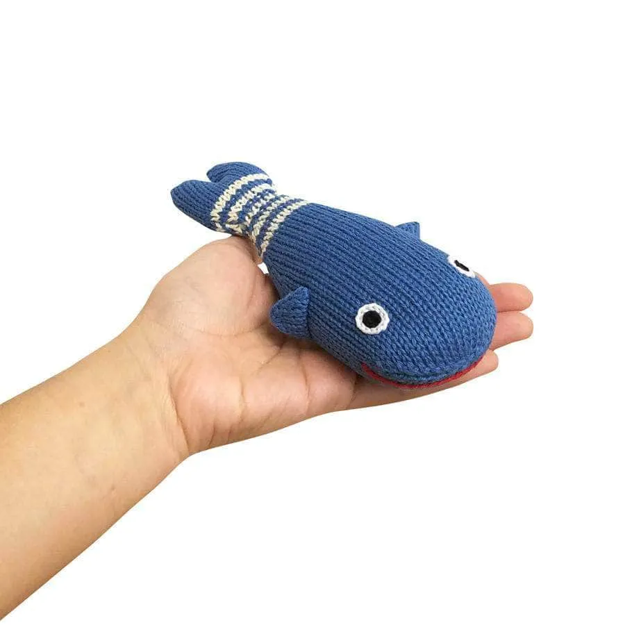 Baby Gift Set - Knit Romper, Hat & Rattle Whale