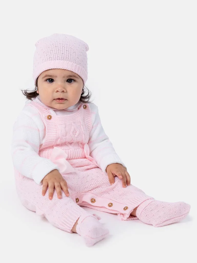 Baby Girl Nia Collection 4-piece Spanish Knitted Set- Baby Pink
