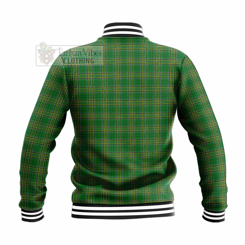 Basile Irish Clan Tartan Baseball Jacket with Coat of Arms