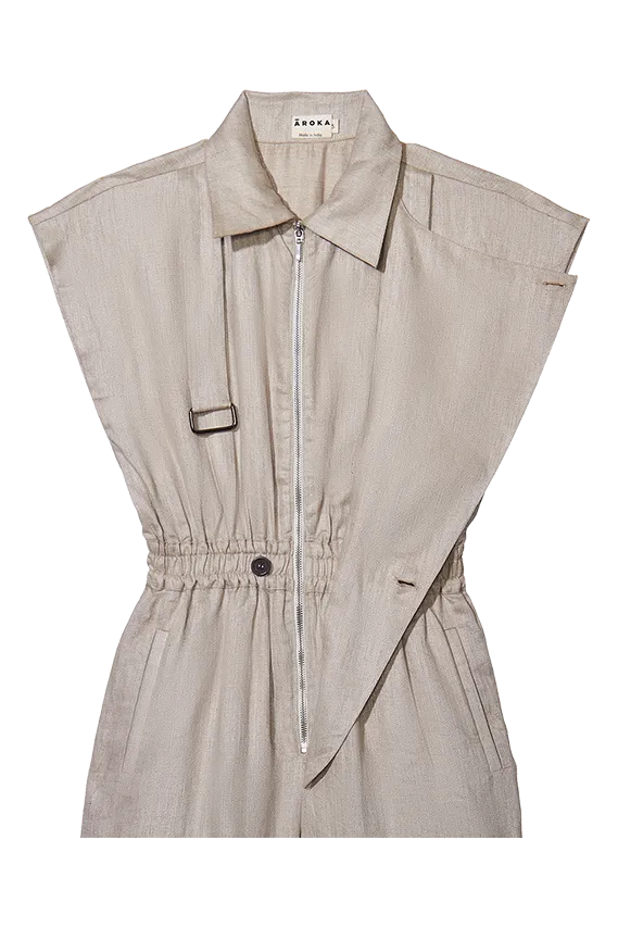 Beige Linen Jumpsuit