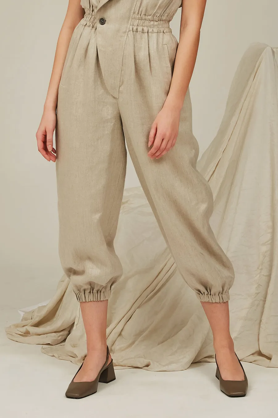 Beige Linen Jumpsuit