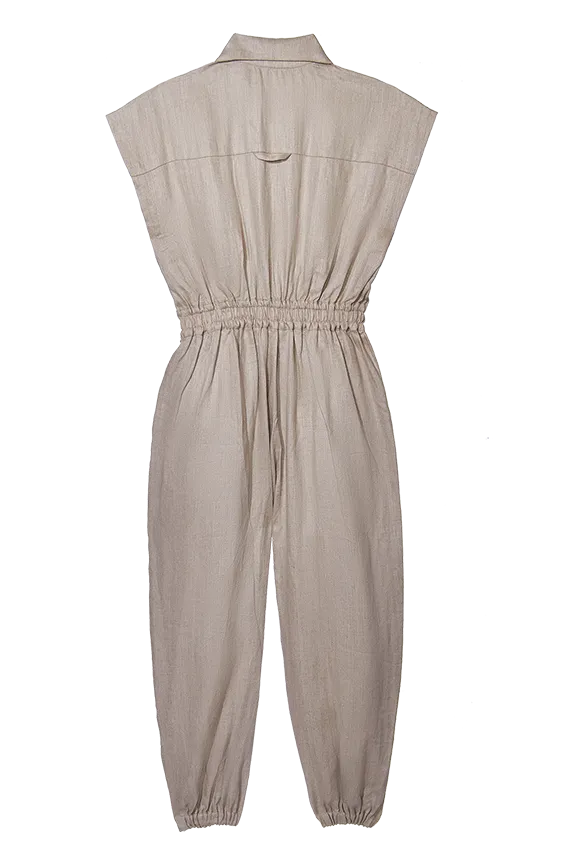 Beige Linen Jumpsuit