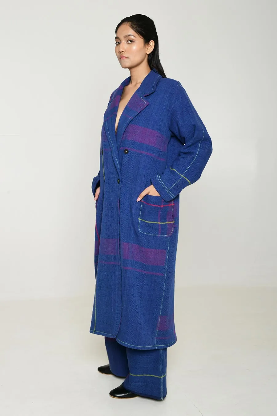 Blue Recycle Ren Women Trench Coat