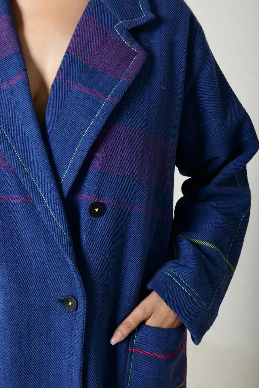 Blue Recycle Ren Women Trench Coat