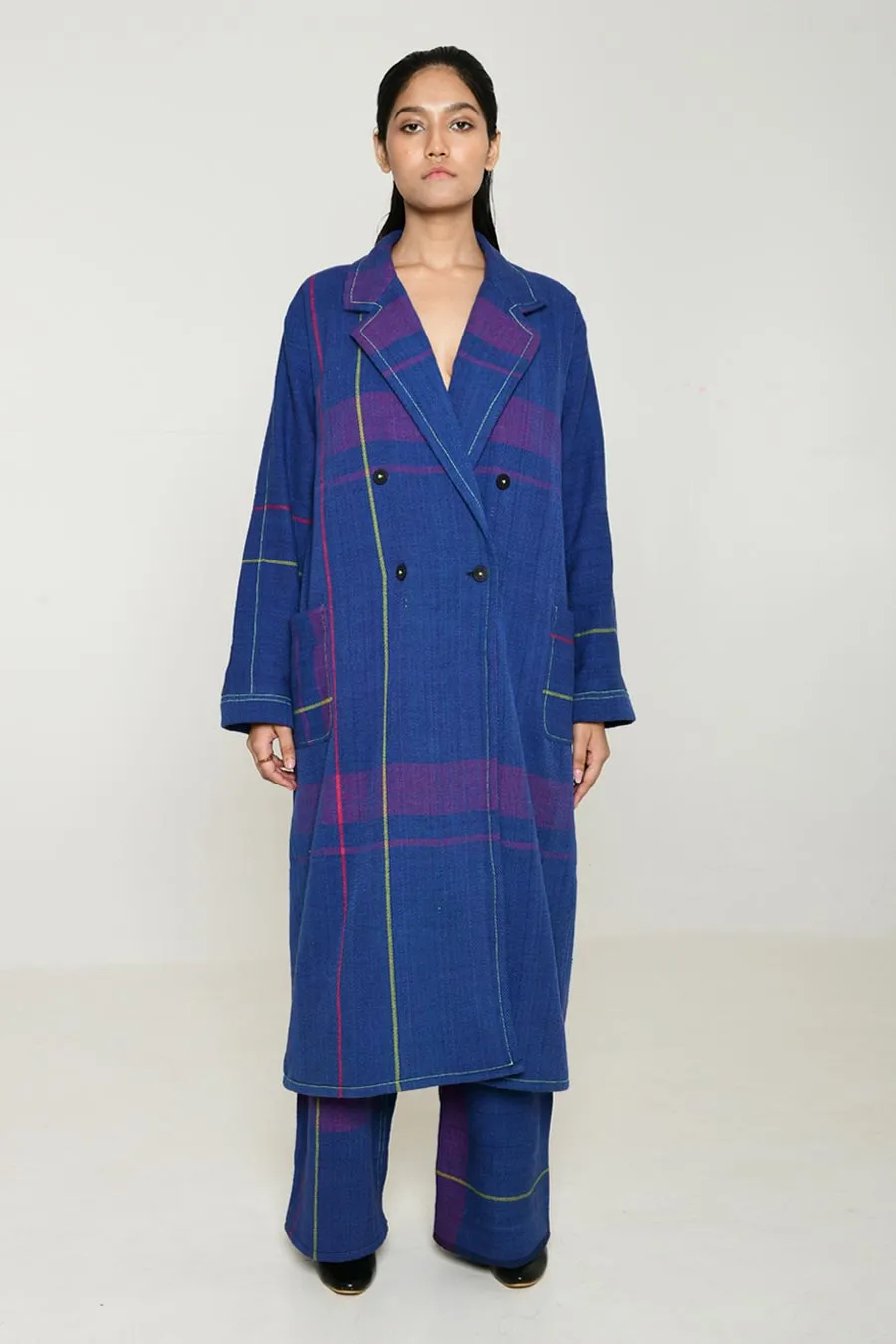 Blue Recycle Ren Women Trench Coat