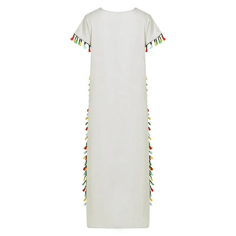 Bohemian Tassel Printed Dress Long Dress