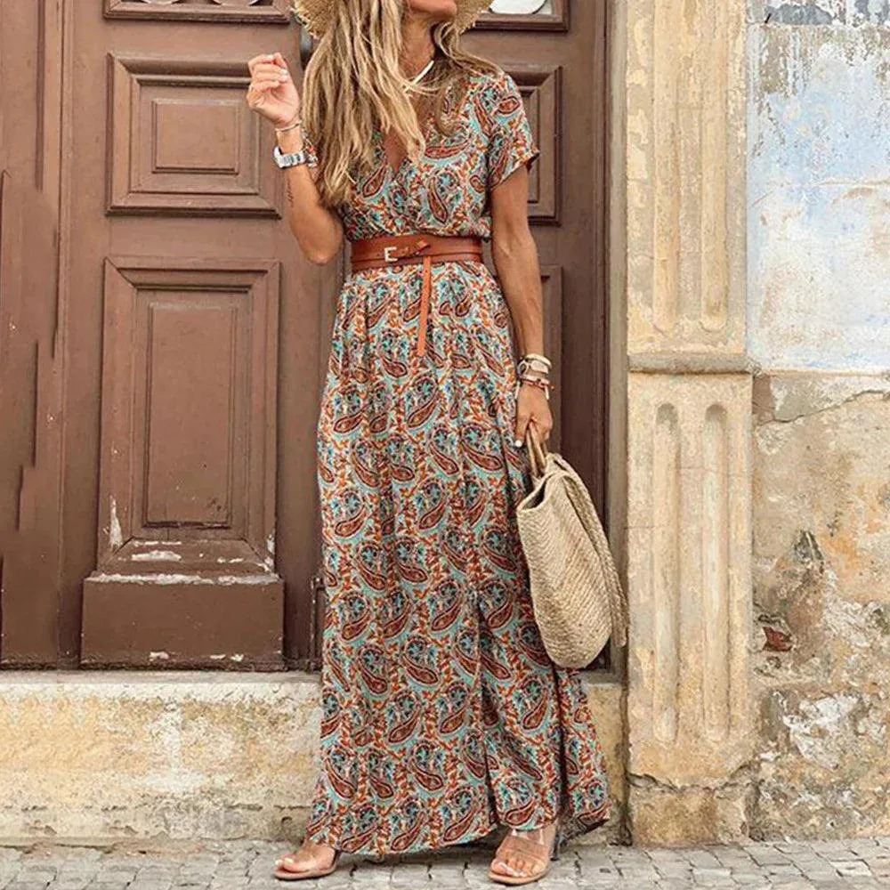 Boho Chic Floral Maxi: Summer Style for Women - Vibrant, Versatile, Elegant