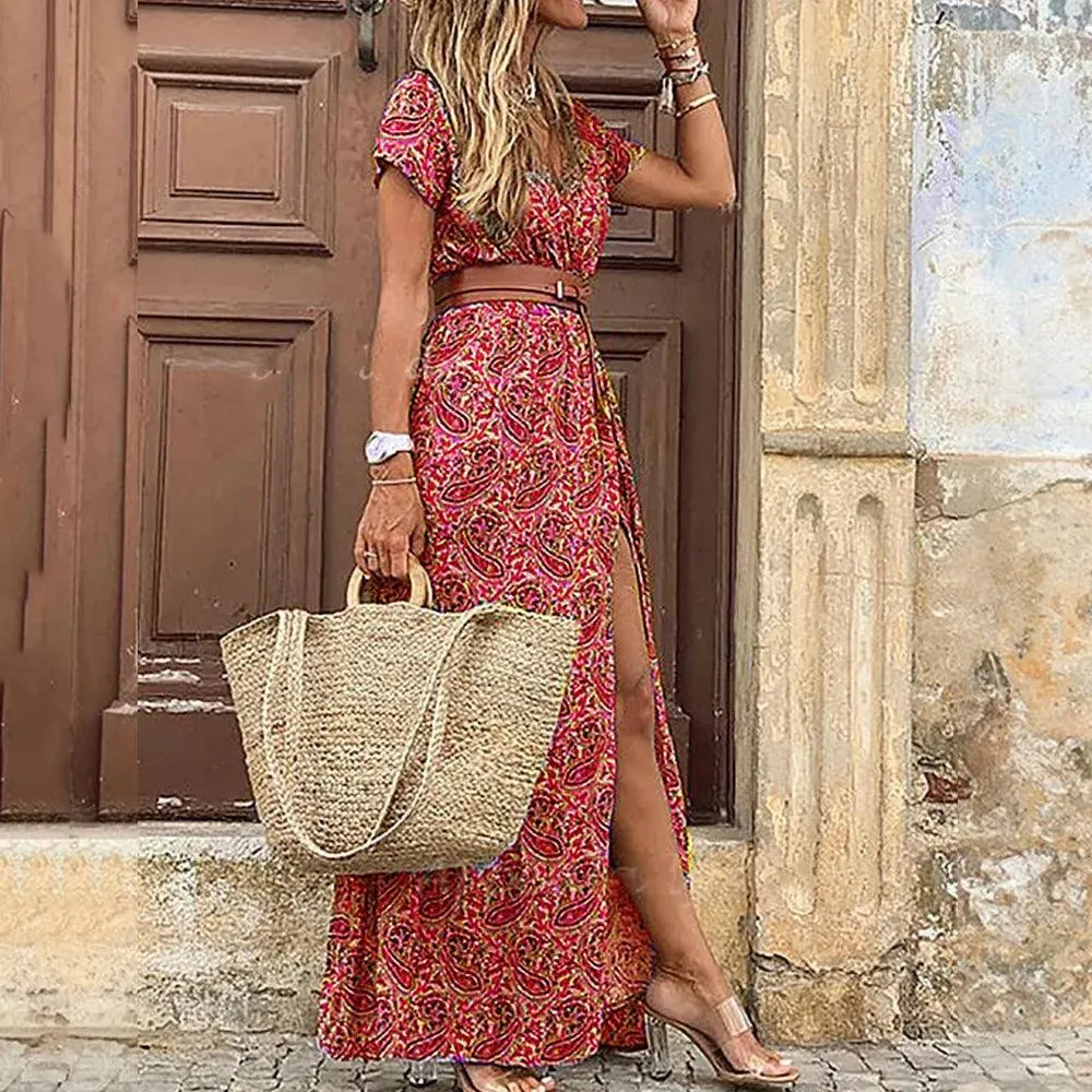 Boho Chic Floral Maxi: Summer Style for Women - Vibrant, Versatile, Elegant