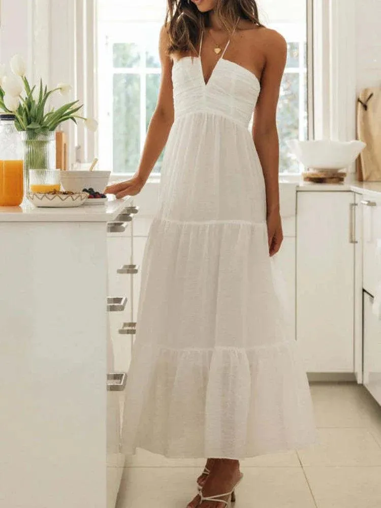 Boho Floral Maxi Dress: Backless Summer Beach Chic