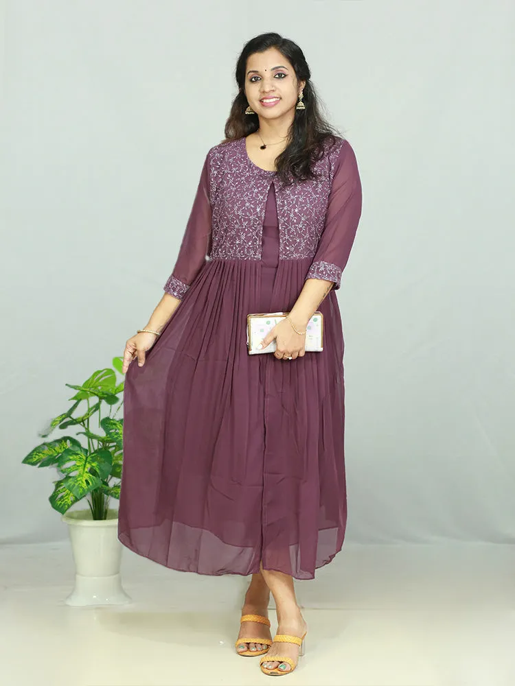Chic Georgette Maternity Dress with Flare Overcoat - Only ₹773