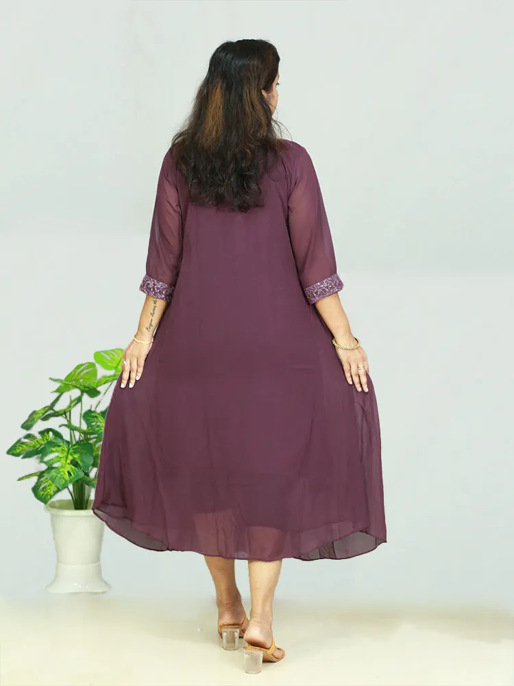 Chic Georgette Maternity Dress with Flare Overcoat - Only ₹773