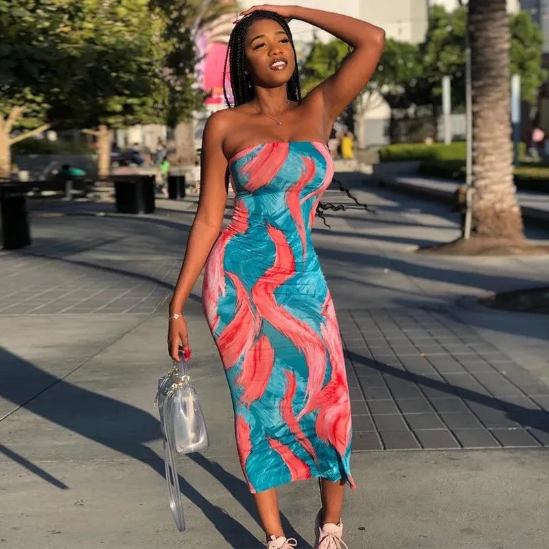 Colorful Tie Dye Maxi Dress: Vibrant Off-Shoulder Style