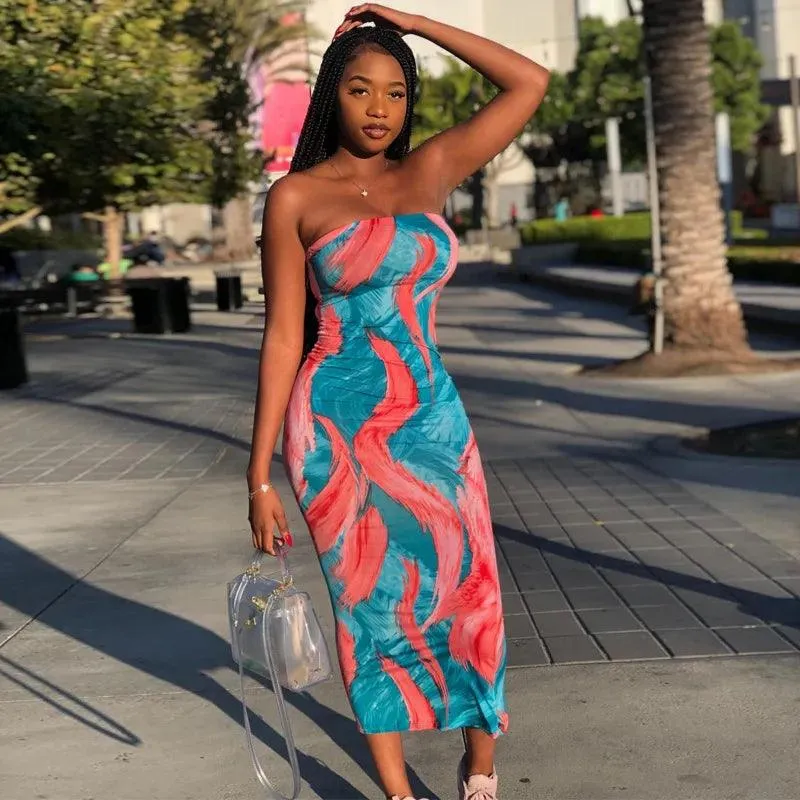 Colorful Tie Dye Maxi Dress: Vibrant Off-Shoulder Style