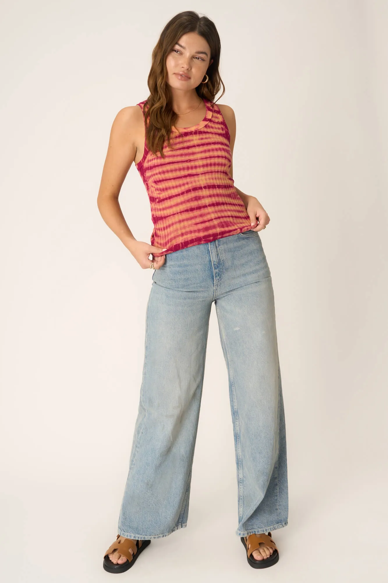 Cooper Sweater Rib Ziggy Dyed Tank - Love Potion Pink