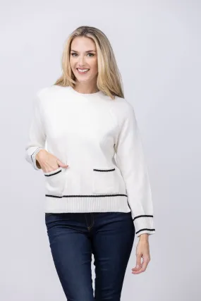 DH New York Sweater Pocket Top in Black and White