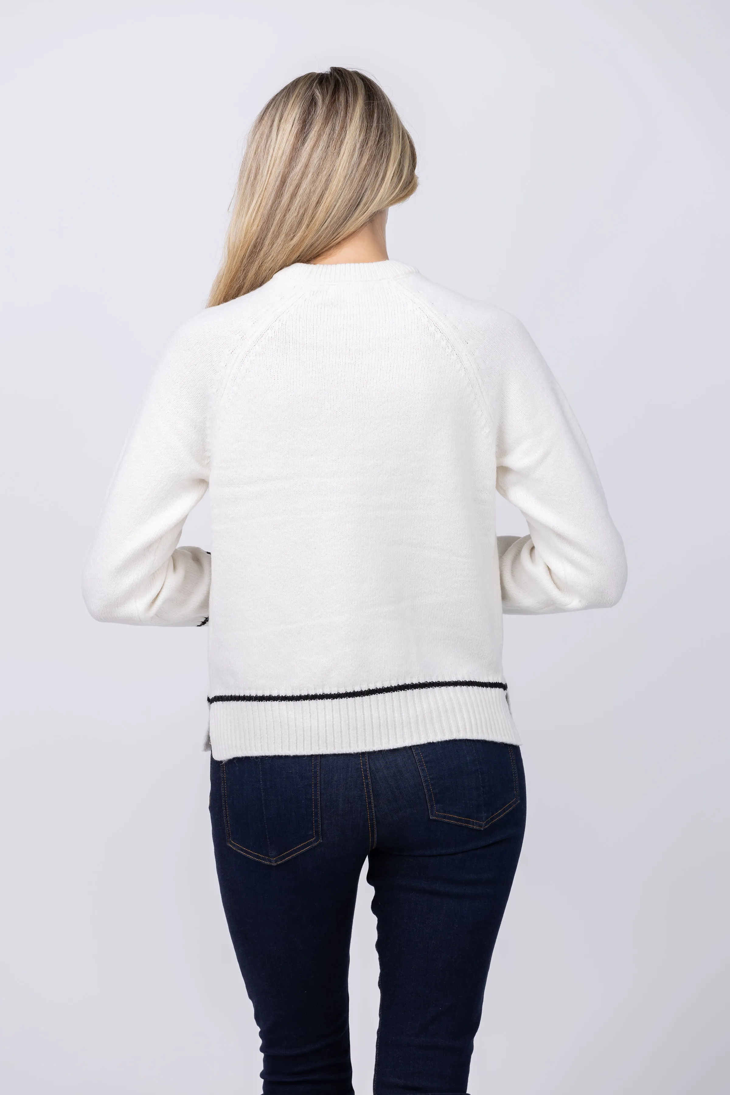 DH New York Sweater Pocket Top in Black and White