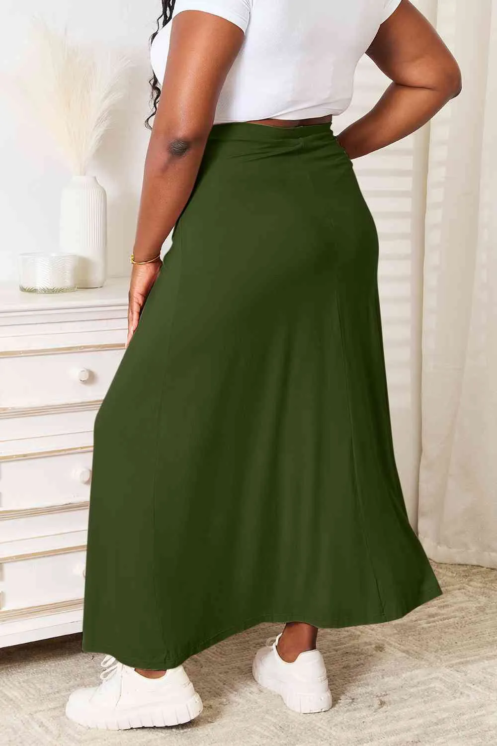 Drawstring Waist Maxi Skirt