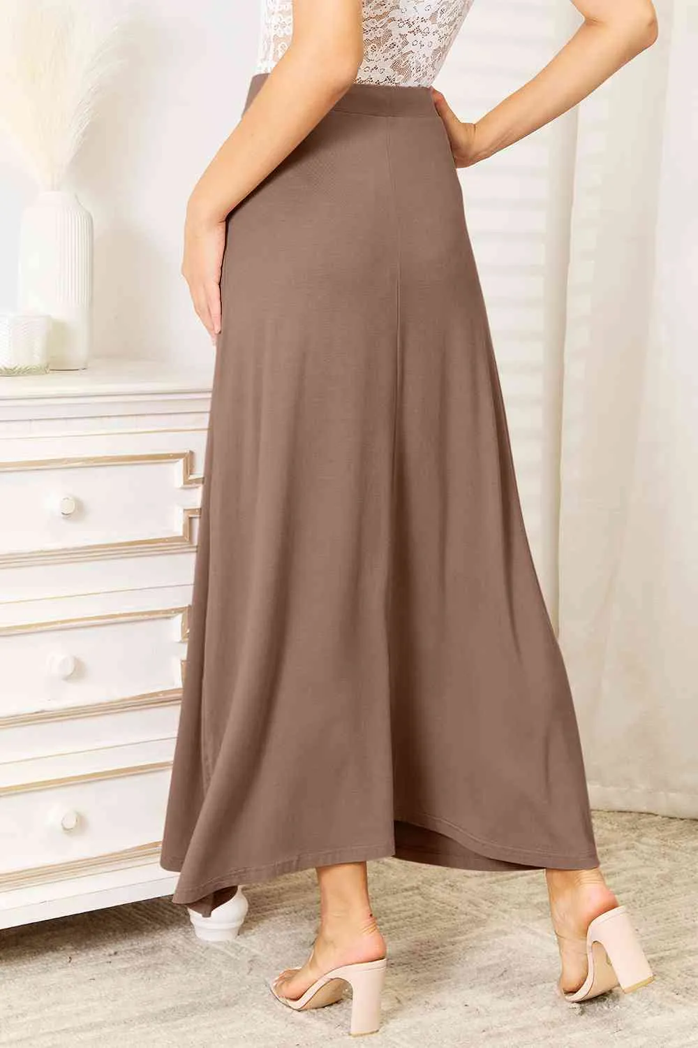 Drawstring Waist Maxi Skirt