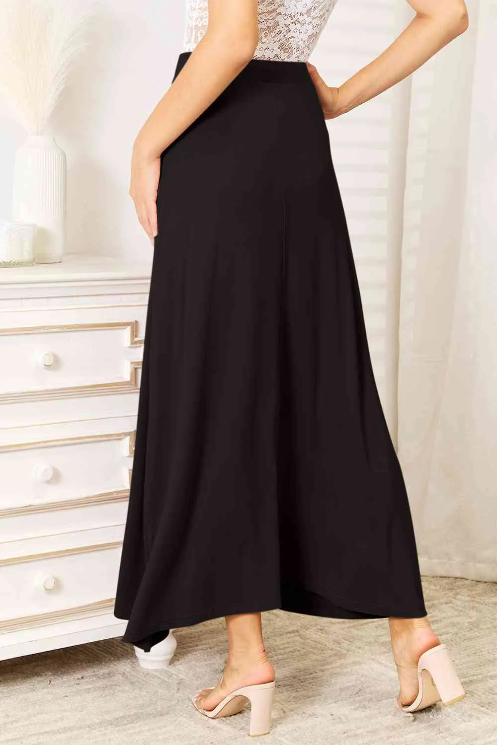 Drawstring Waist Maxi Skirt