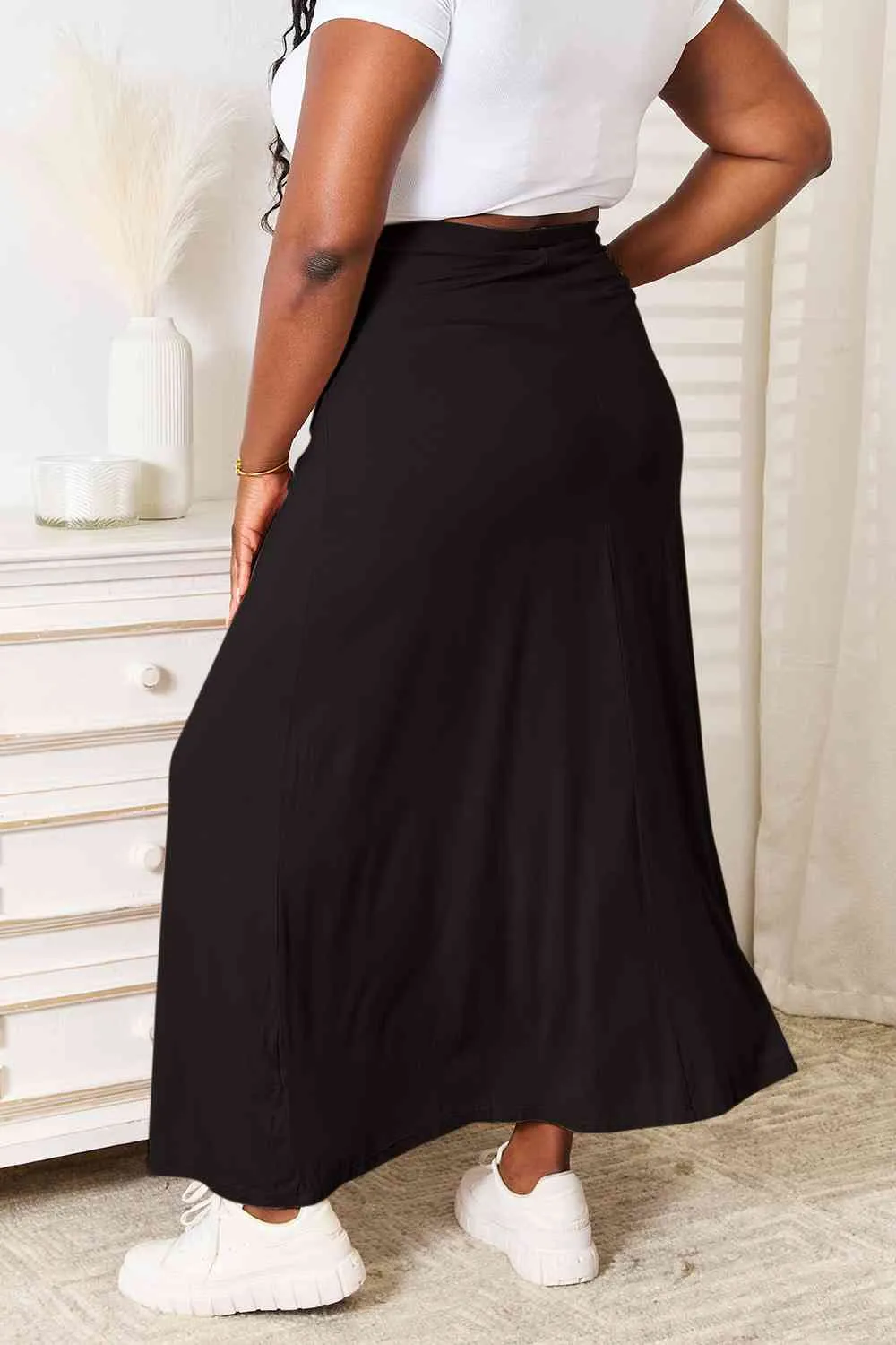 Drawstring Waist Maxi Skirt