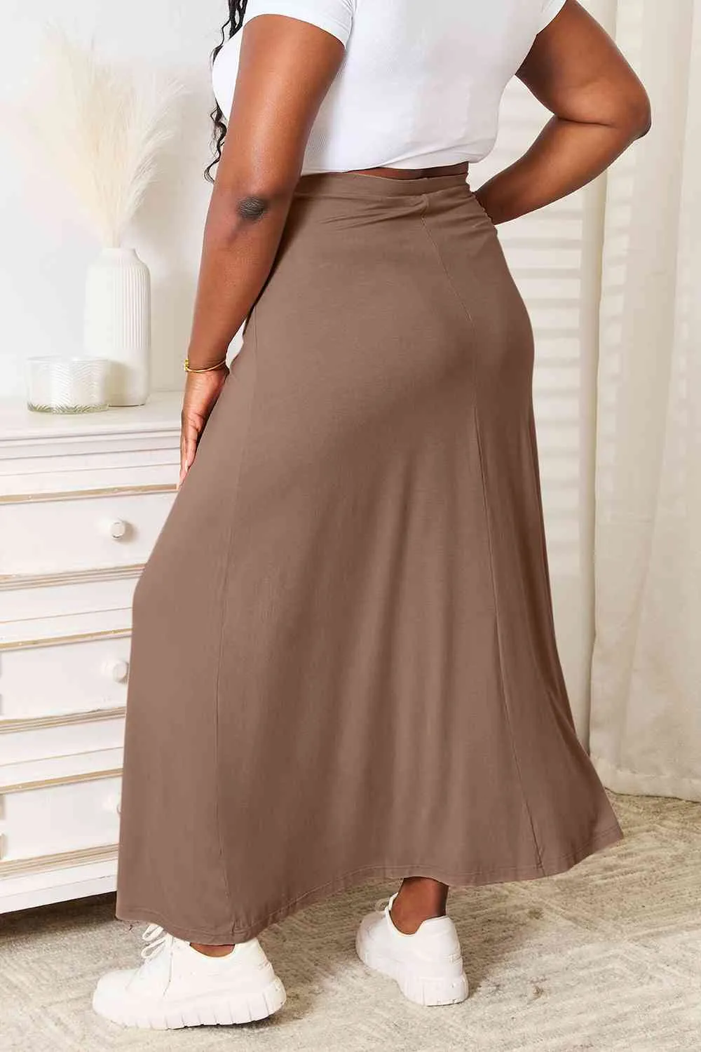 Drawstring Waist Maxi Skirt