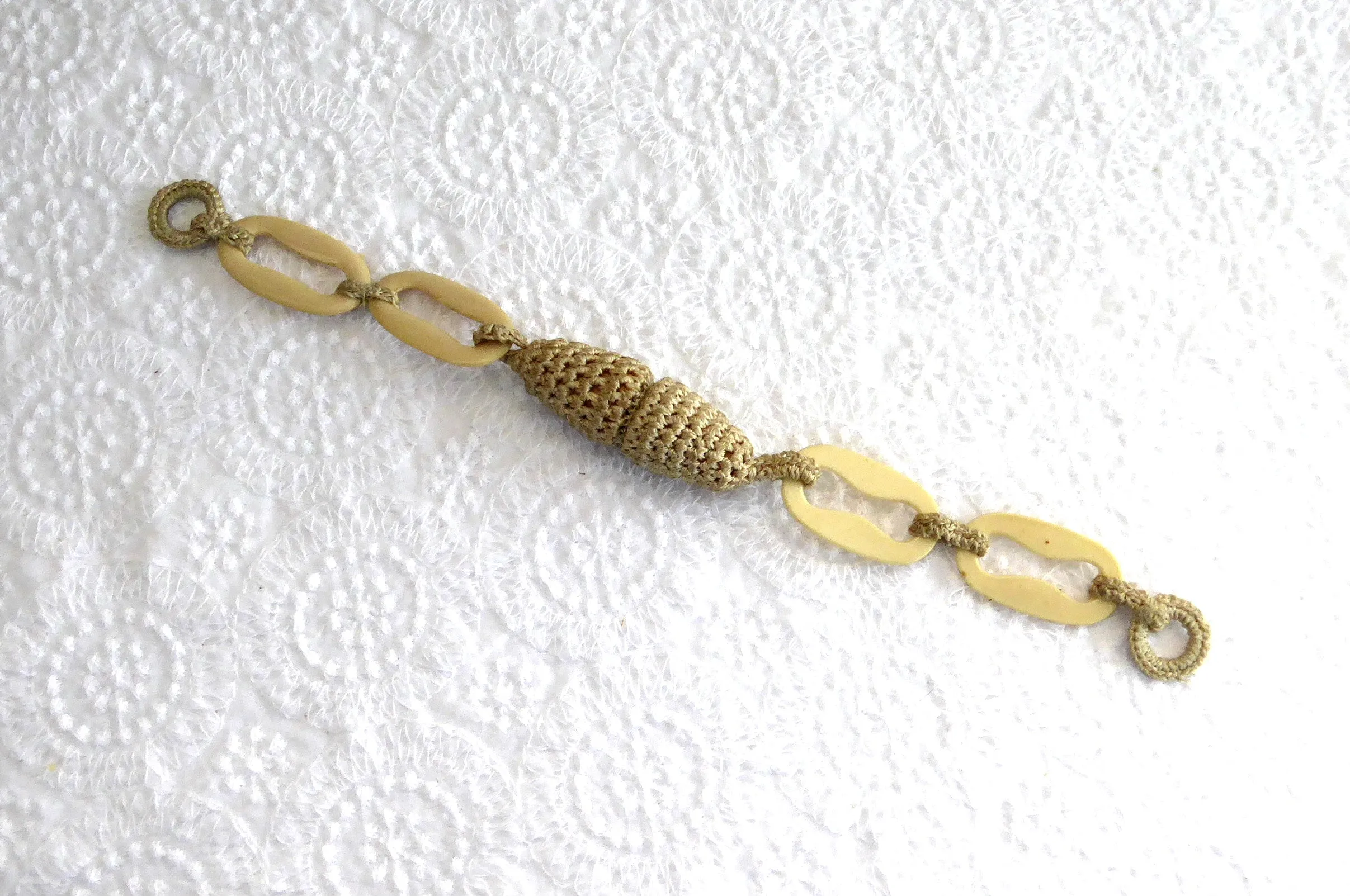 Edwardian Celluloid Cloak Fastener Coat Frog Woven Silk Celluloid Links
