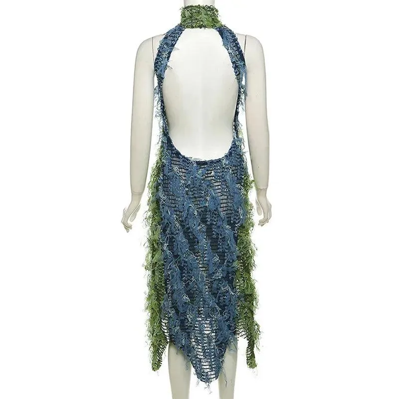 Elegant Backless Tassel Maxi Dress - Perfect for Christmas Parties & Festive Events
