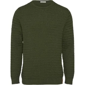 Field O-Neck Structured Knit Forrest Green Knowledge Cotton Apparel