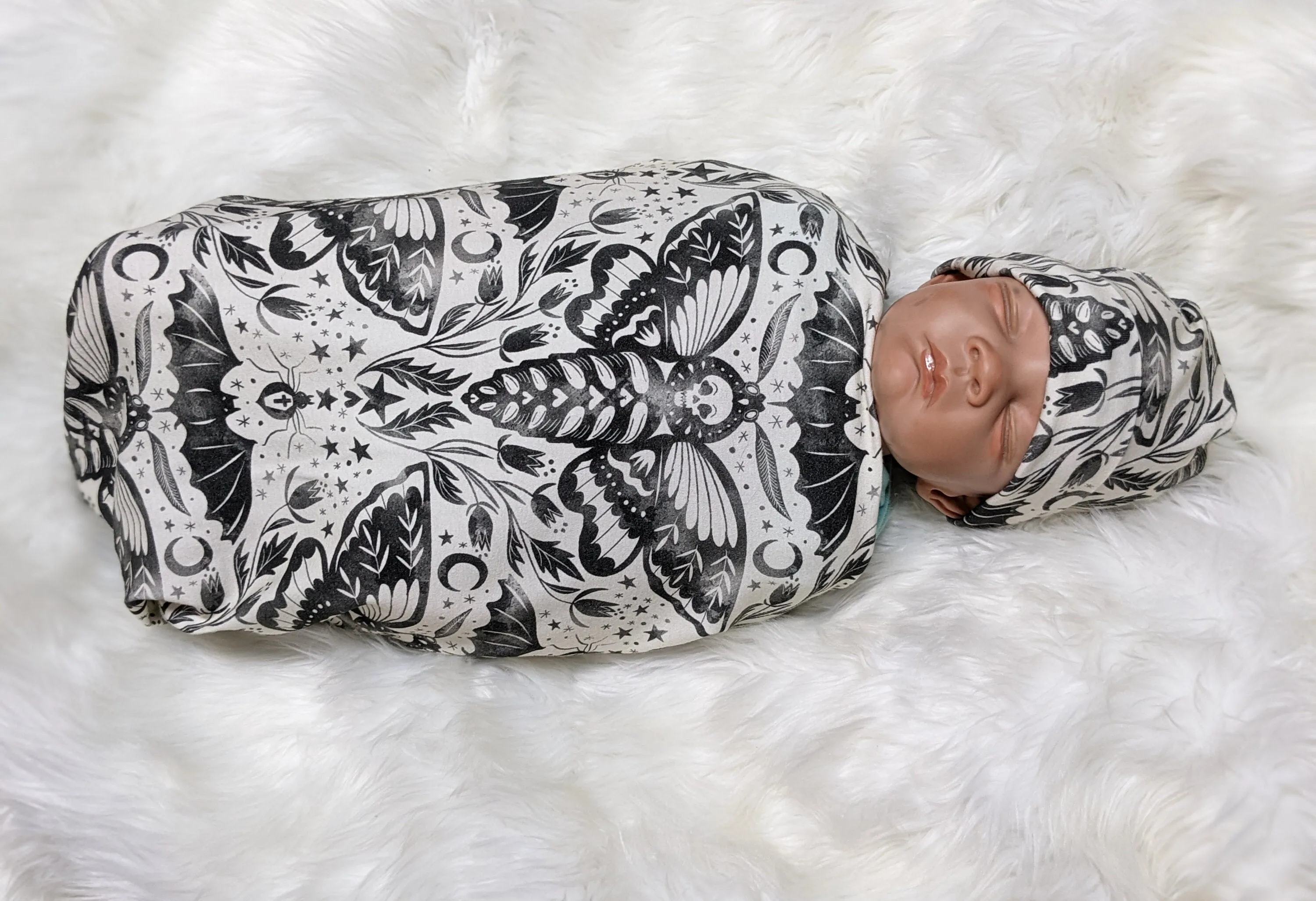 Goth Baby Stuff,Secret Skull Roses   Butterfly Swaddle Blanket   Headband or Hat,Dark Moody Nursery,Emo Baby,Spooky Clothing,Whimsigoth
