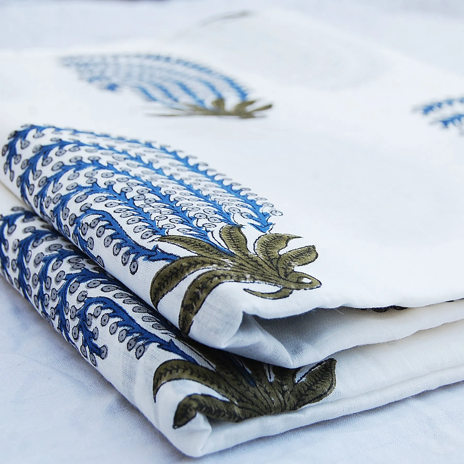 Hand Block Printed Natural Cotton Dress Sewing Craft Fabric