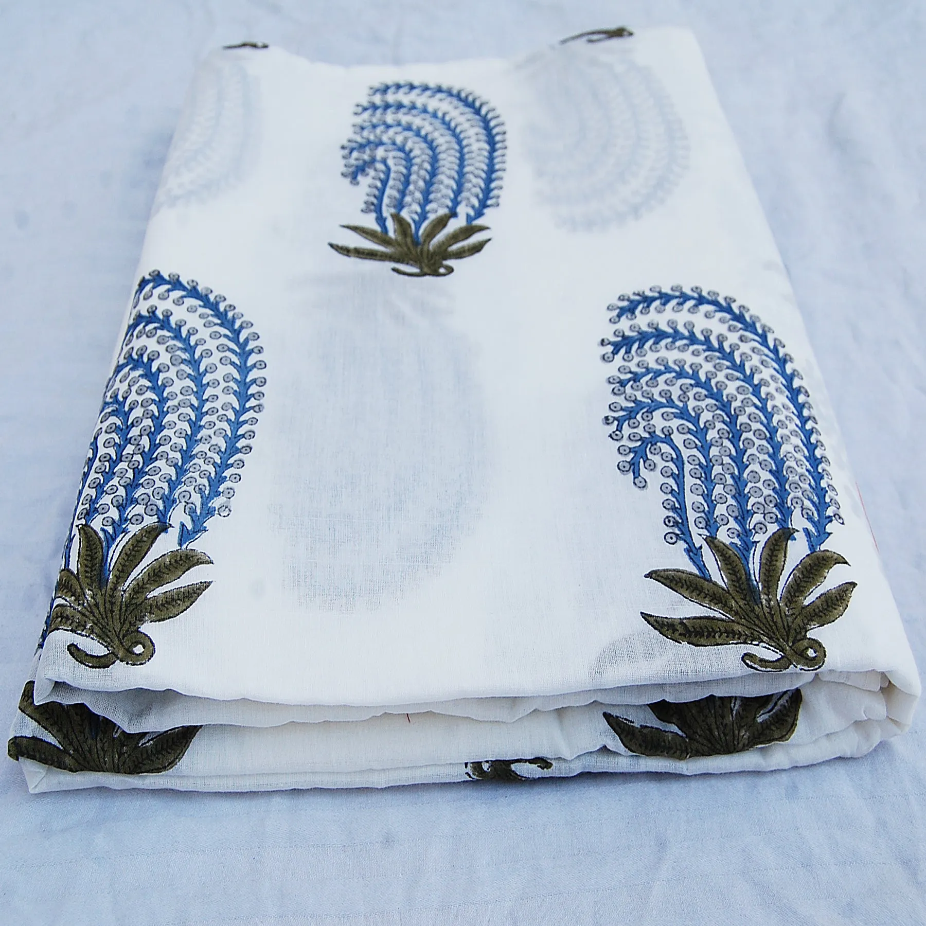 Hand Block Printed Natural Cotton Dress Sewing Craft Fabric