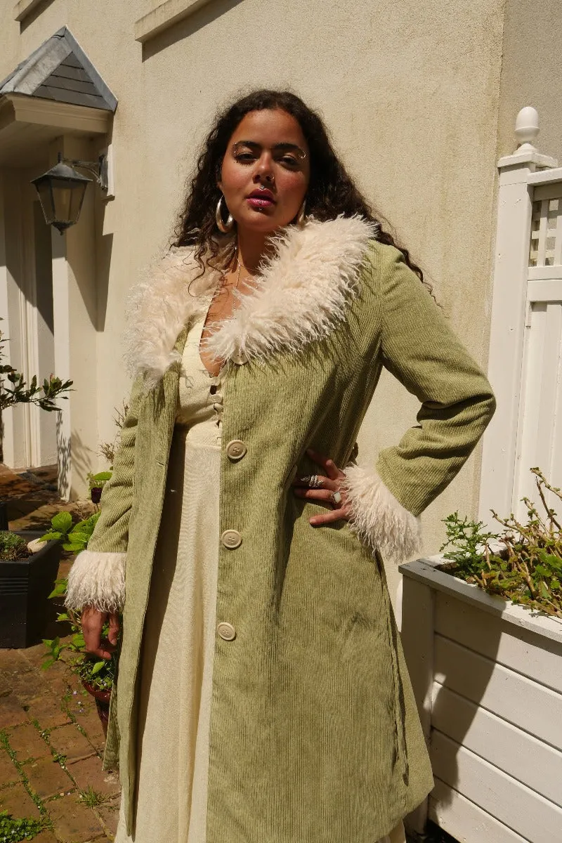 Janis Penny Lane Coat in Agate Green Corduroy