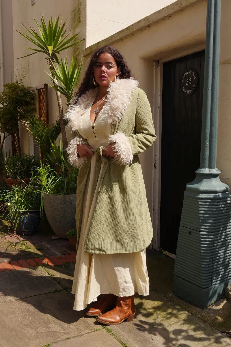 Janis Penny Lane Coat in Agate Green Corduroy