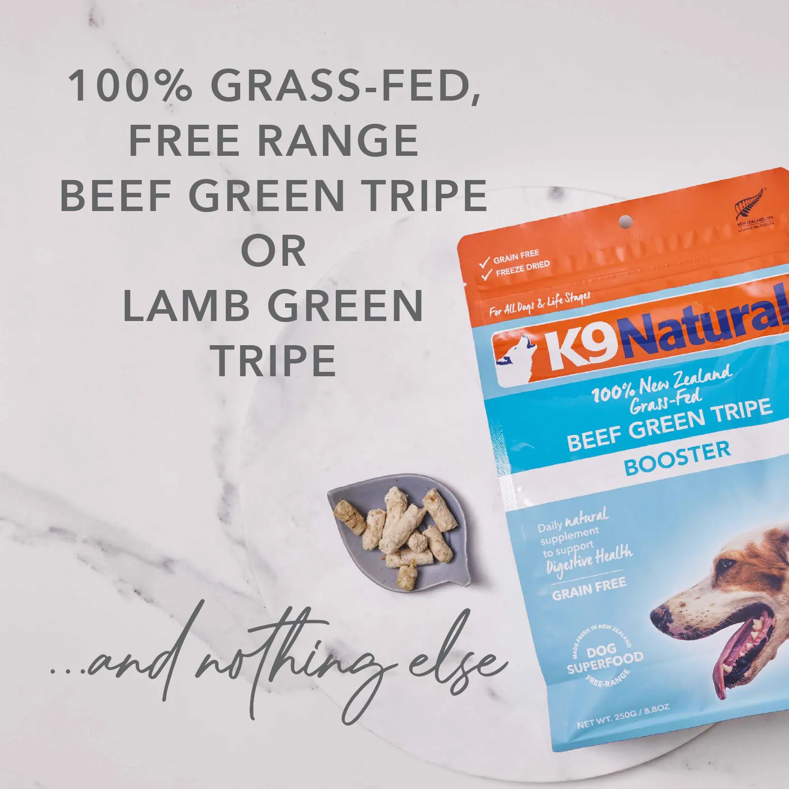 K9 Natural Grain Free Freeze Dried Dog Food Supplement Booster Beef Green Tripe