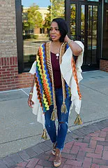 Knitted tassel cardigan cape AY3281