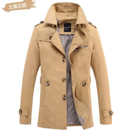 LEFT ROM 2018 New Fashion men are upscale in winter slim Fit Casual trench coat/male pure color Pure cotton long jackets S-5XL