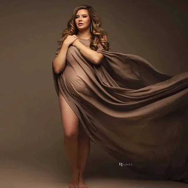Maternity Photography Silk Gown Chiffon Cloak Dress for Baby Showers