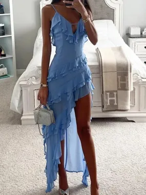 Maxi Midi Ruffles Beach Dress: Chic A-line Style for Summer