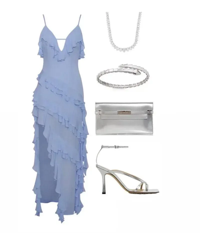 Maxi Midi Ruffles Beach Dress: Chic A-line Style for Summer