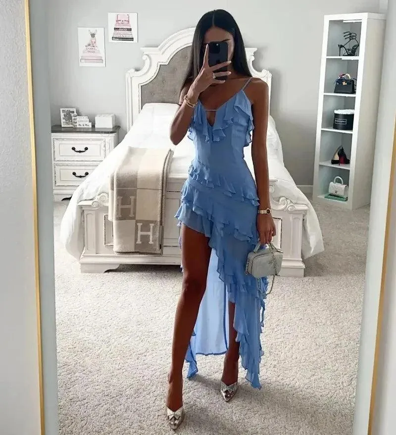 Maxi Midi Ruffles Beach Dress: Chic A-line Style for Summer